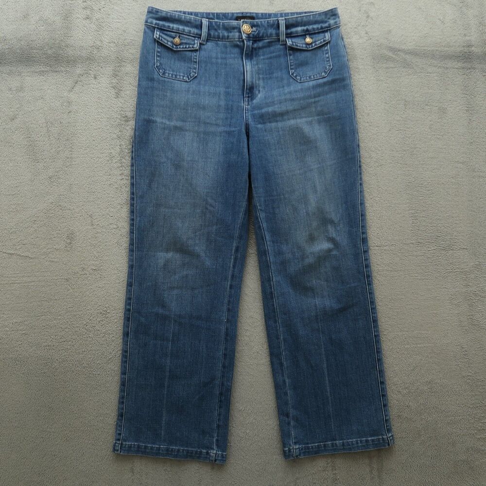 Talbots Jeans Womens Size 12 High-Rise Classic Trouser Wide-Leg Denim 30" Inseam